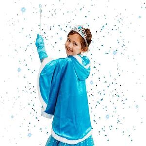 Butterfly Craze Girls Snow Princess Cape with Hood Ice Blue, Medium 3-4 years